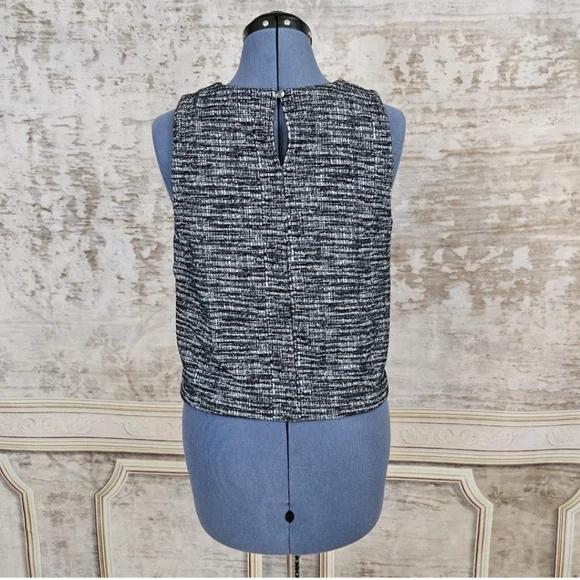 Banana Republic Small Shell Tank Top Black White Blouse Office Career Tweed S - Picture 5 of 9